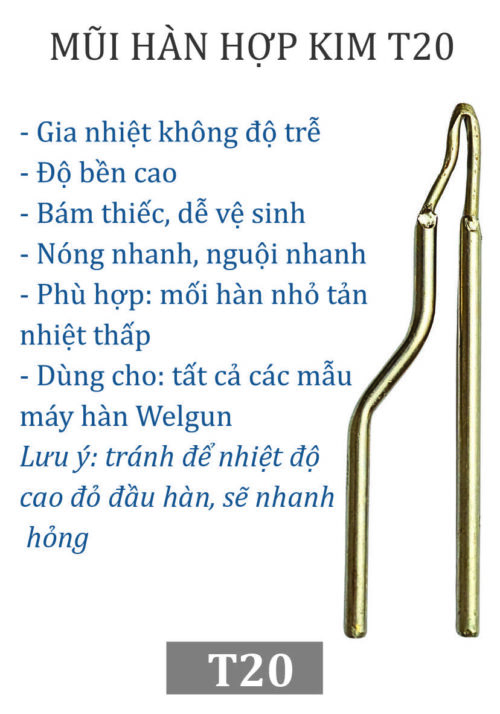 Đầu hàn gia nhiệt không độ trễ Φ2mm - T20