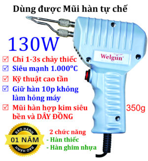 Combo mỏ hàn xung Welgun 130W, WS-1130 dùng điện, nặng 340g