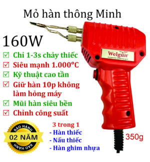 Combo mỏ hàn xung thông minh Welgun 160W, WS-1160, dùng điện, nặng 350g