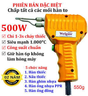 Combo mỏ hàn xung thông minh 500W, Máy hàn ống đồng Welgun WS-1500, dùng điện, nặng 450g - Bản 2 phụ kiện
