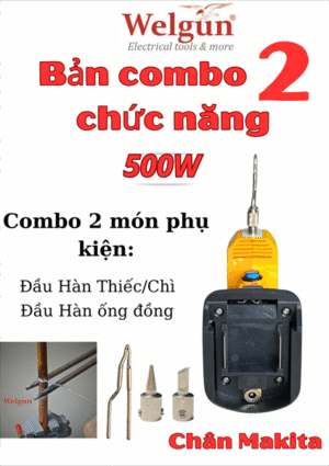 Combo mỏ hàn xung thông minh 500W, Máy hàn ống đồng Welgun WS-1500-PN, dùng Pin, nặng 550g - Makita 2 phụ kiện