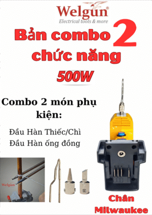 Mỏ hàn xung thông minh 500W, Máy hàn ống đồng Welgun WS-1500-PN, dùng Pin, nặng 550g - Milwaukee 2 phụ kiện