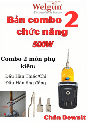 Combo mỏ hàn xung thông minh 500W, Máy hàn ống đồng Welgun WS-1500-PN, dùng Pin, nặng 550g - Dewalt 2 phụ kiện