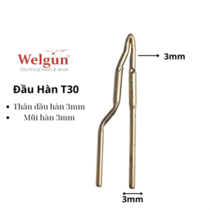 Đầu mũi hàn hợp kim siêu bền gia nhiệt nhanh dễ vệ sinh cho mỏ hàn xung thông minh Welgun - T30