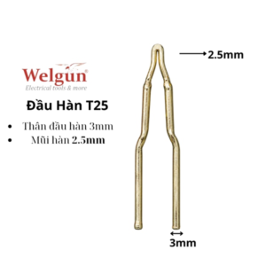 Đầu mũi hàn hợp kim siêu bền gia nhiệt nhanh dễ vệ sinh cho mỏ hàn xung thông minh Welgun - T25