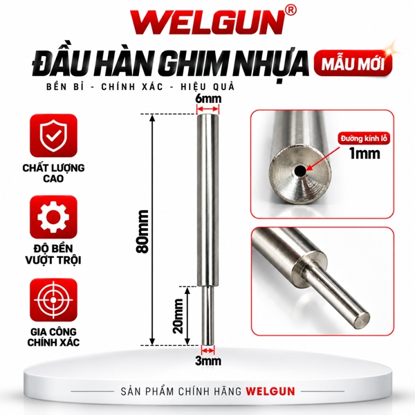 Đầu hàn ghim nhựa, hàn áo xe, ống nước, bàn ghế nhựa,...Linh Kiện hàn nhựa của máy hàn xung Welgun